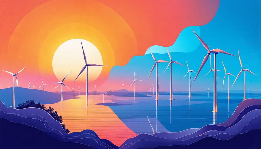 Artistic representation of Australia's potential for offshore wind power development