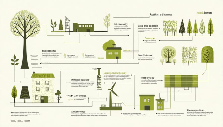 Diagram showing the steps involved in bioenergy conversion processes