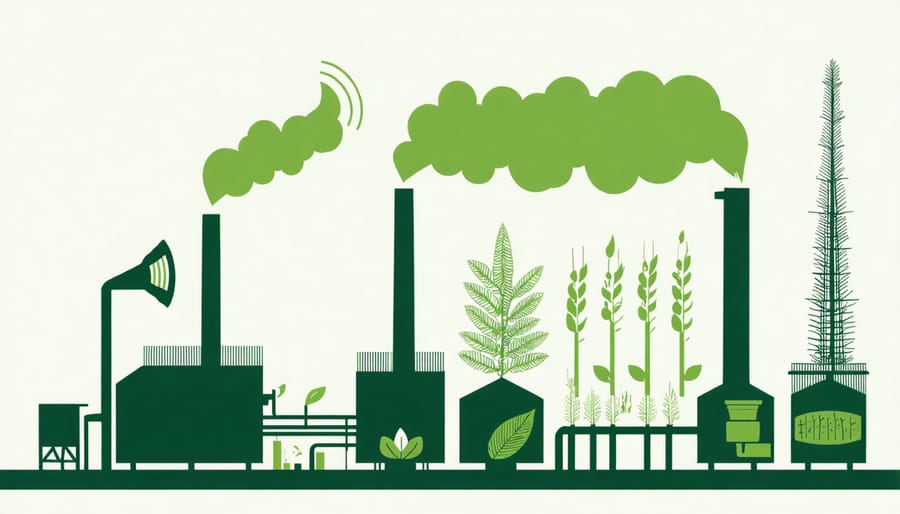 Diagram of bioenergy conversion processes including combustion, gasification, and anaerobic digestion