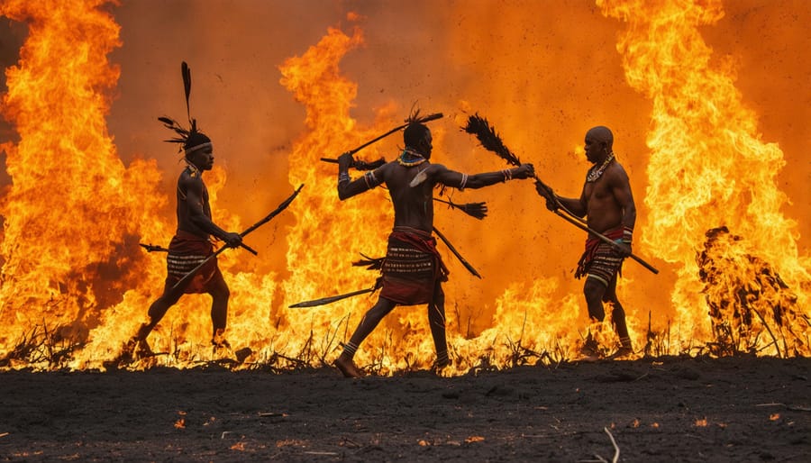 Indigenous Australians using traditional fire management techniques