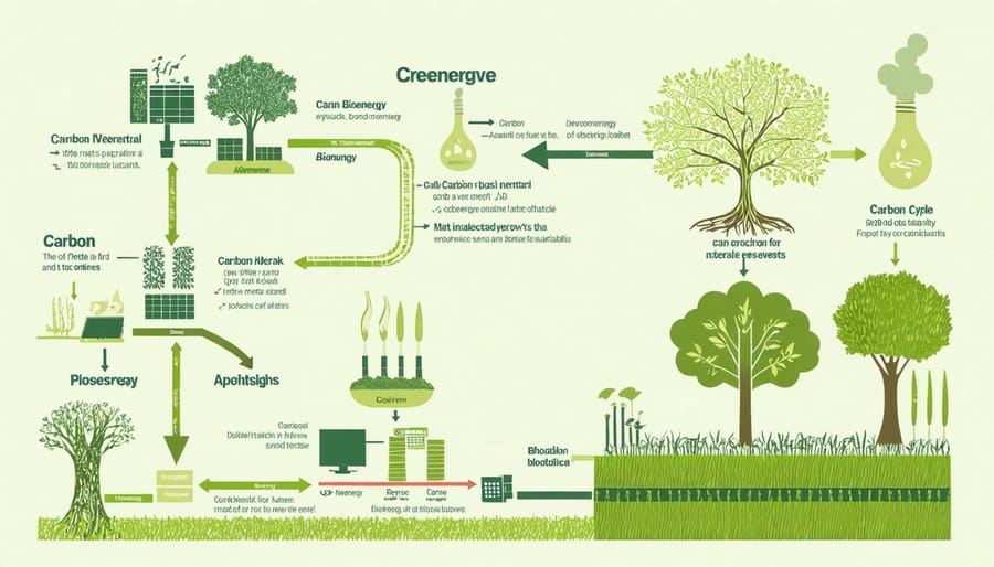 Diagram of the carbon cycle depicting bioenergy's carbon neutrality