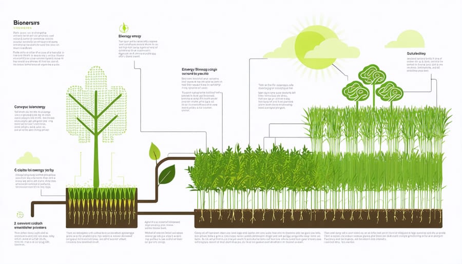 Illustration of the bioenergy conversion process from crops to energy