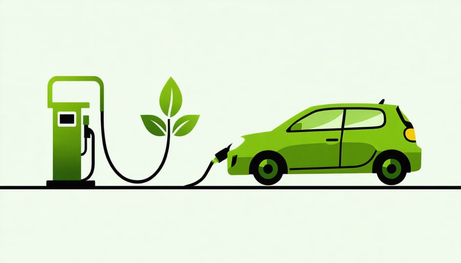 Biofuel pump filling a car, representing the use of ethanol and biodiesel in vehicles