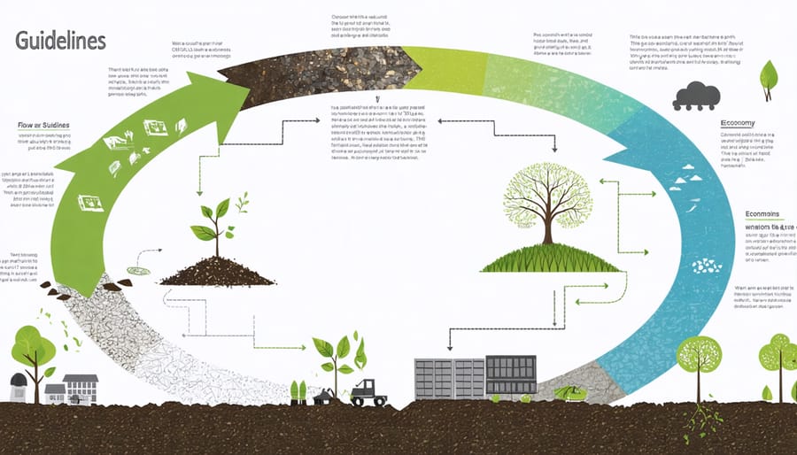 Diagram of circular economy principles with waste being repurposed