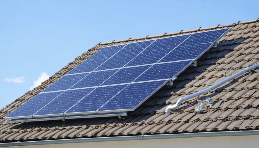 Solar collector installation process on a residential roof