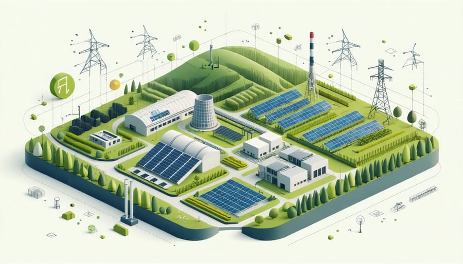 Conceptual illustration of a high-efficiency biomass power plant