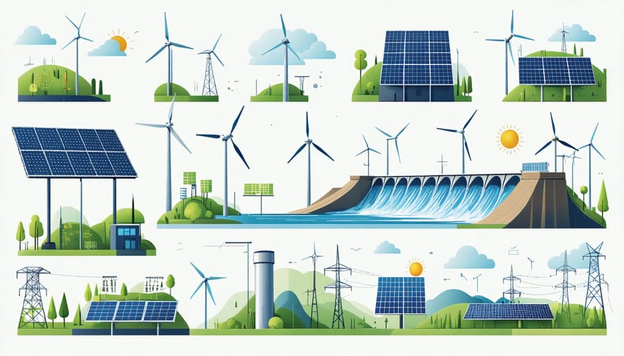 Collage showcasing various renewable energy sources