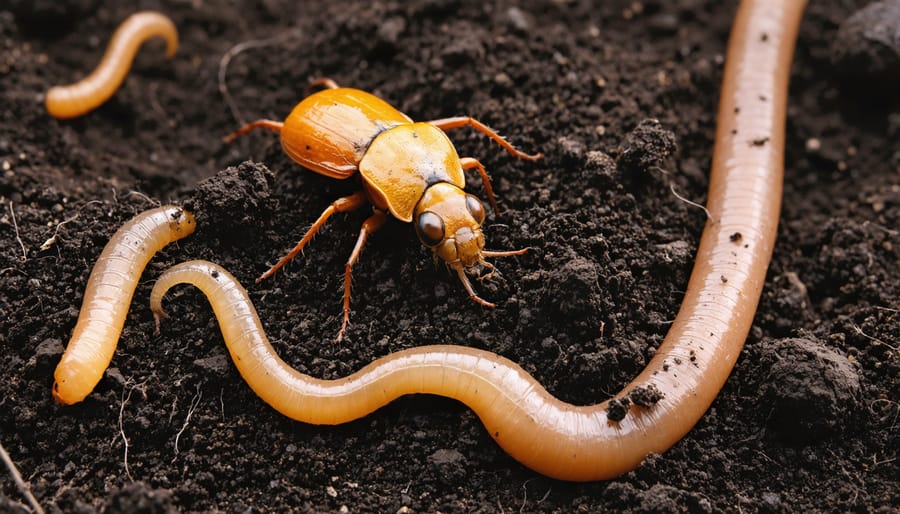 Rich soil ecosystem with diverse soil fauna and flora