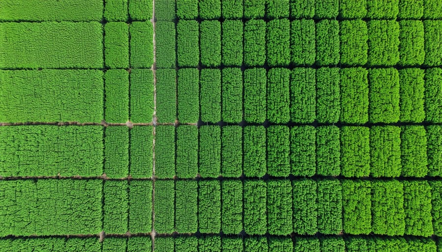 Aerial photograph of a well-managed, sustainable biomass crop plantation