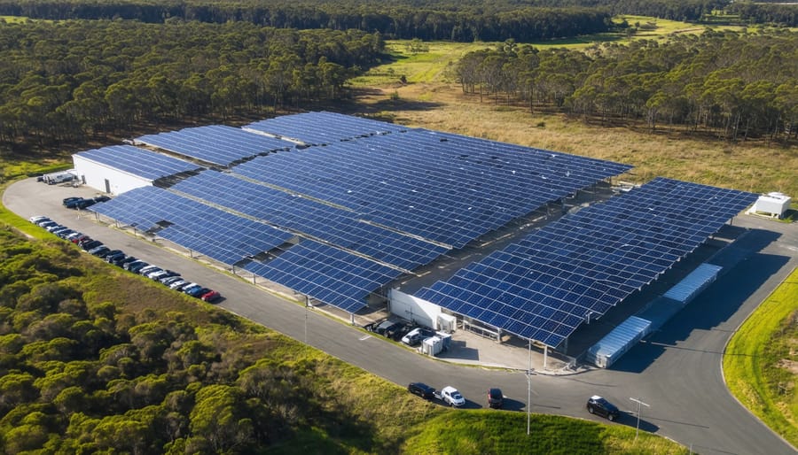 Aerial photograph of an Australian bioenergy research facility featuring sustainable energy infrastructure