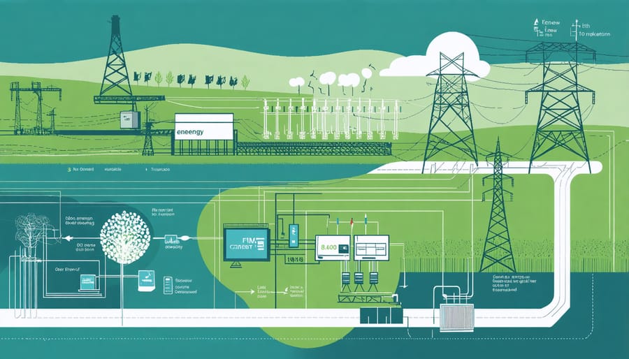 Infographic illustrating bioenergy system integration with power grid