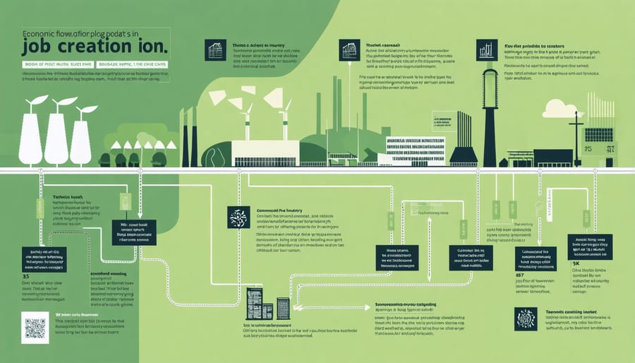 Circular flow diagram illustrating biomass industry jobs and economic connections in rural communities