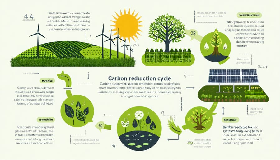 Diagram illustrating the carbon reduction process in sustainable farming practices