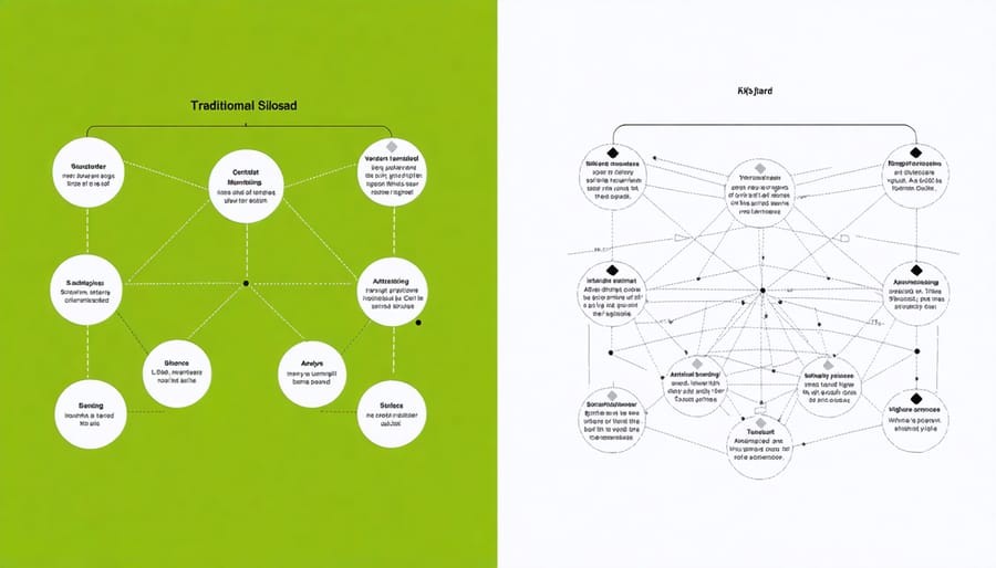 Comparison diagram of traditional versus integrated curriculum approaches