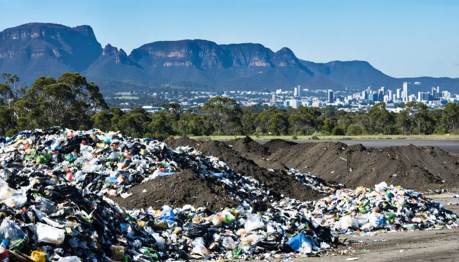 Aerial view of an Australian landfill highlighting the scale of waste management challenges