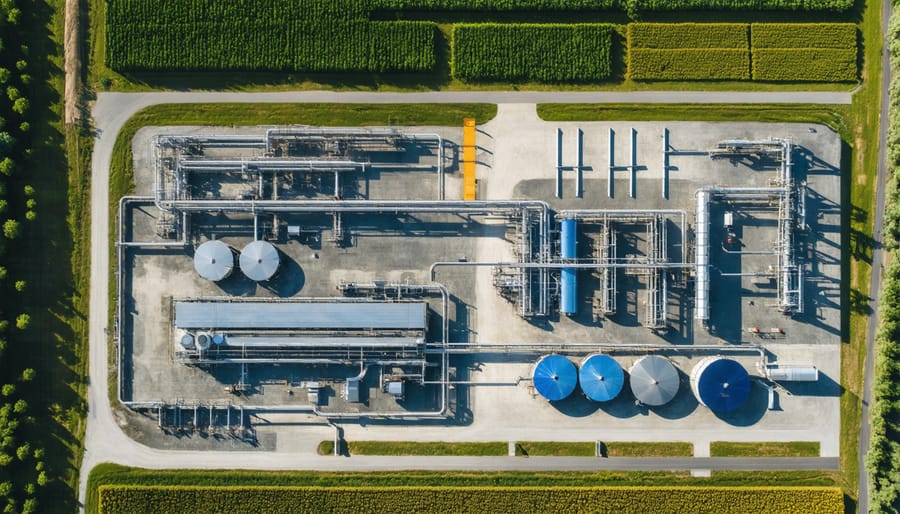 Modern Australian bioenergy facility showing integrated waste-to-energy conversion systems