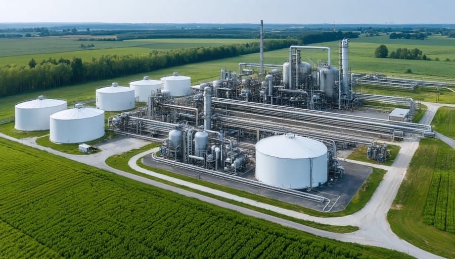 Modern Australian biofuel production facility with industrial infrastructure