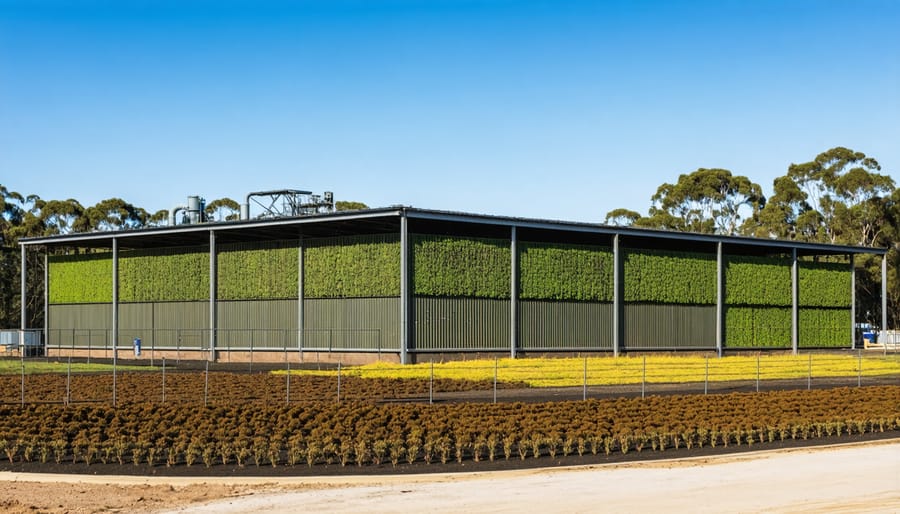 Modern Australian bioenergy facility with v-bio enhanced storage and transport systems