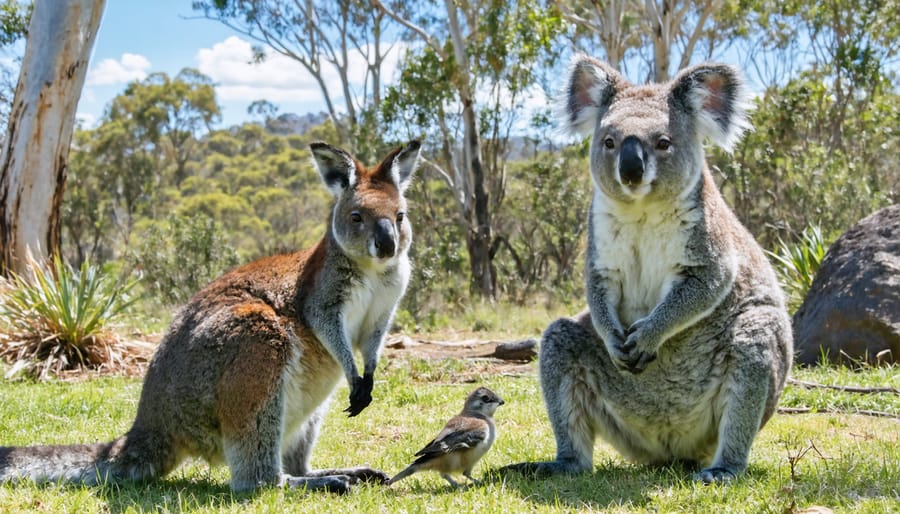 Collection of iconic Australian wildlife species in their native ecosystems