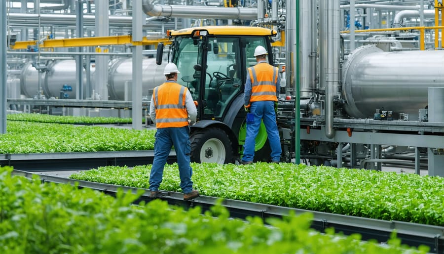 Technical staff monitoring control systems at an Australian bioenergy plant