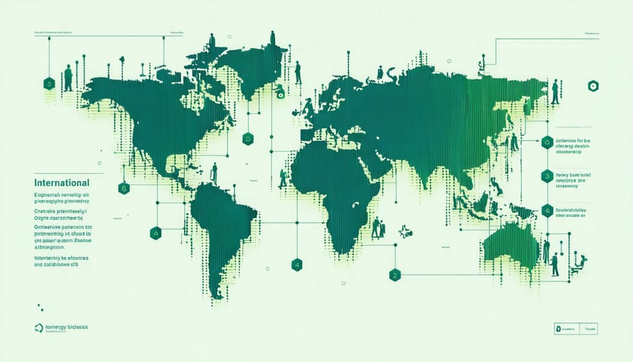 Network diagram illustrating global bioenergy partnerships and technology exchange pathways