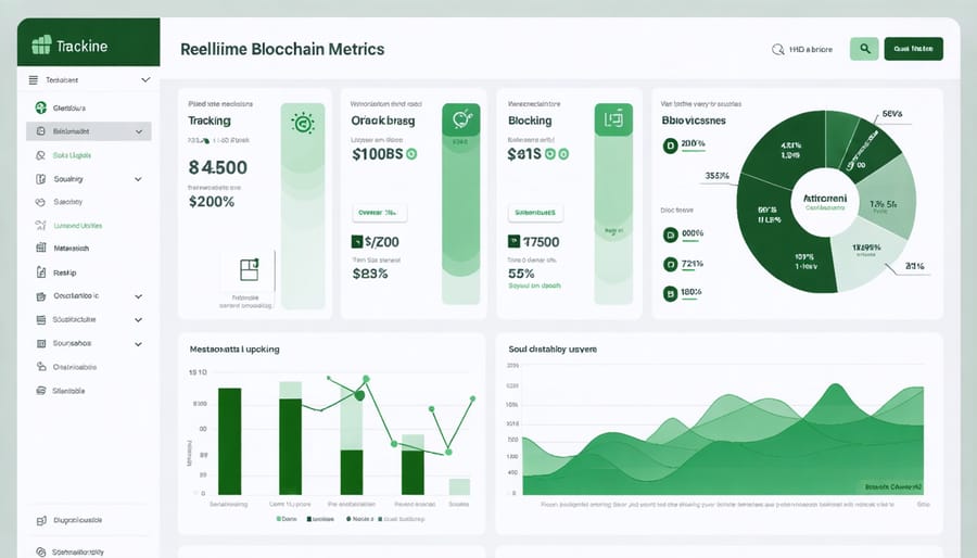 Screenshot of blockchain-based biomass tracking dashboard with sustainability indicators