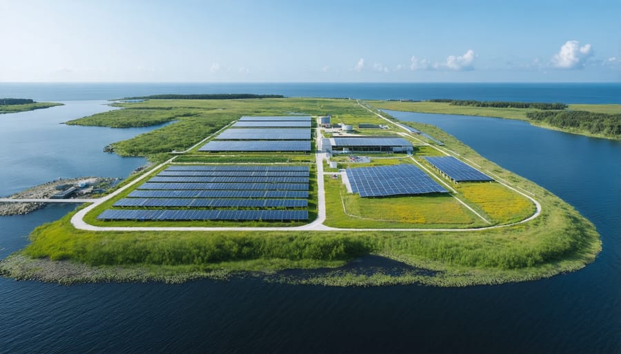 Sustainable bioenergy plant operating alongside protected coastal wetlands