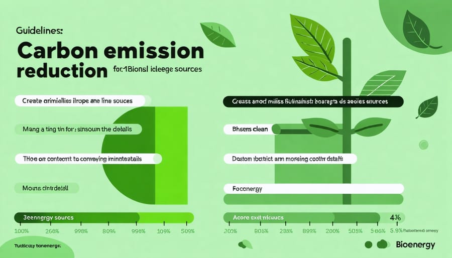 Chart comparing emission levels of fossil fuels versus bioenergy with percentage reductions