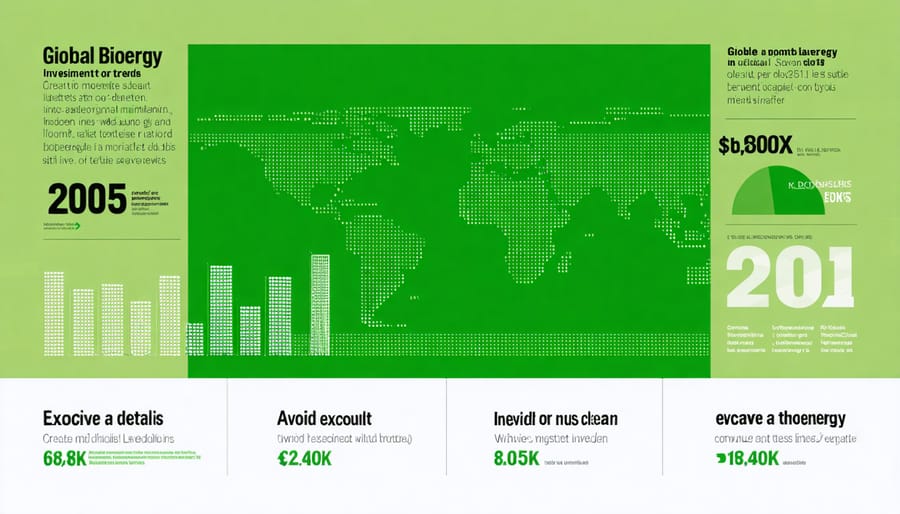 Chart displaying increasing global investment in bioenergy projects from 2005 to present