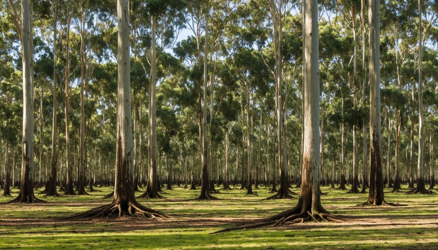 Aerial view of Australian Mallee Eucalyptus plantation demonstrating carbon storage potential