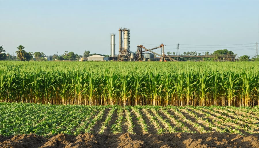 Queensland sugarcane harvest operation with bioenergy processing plant