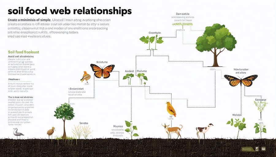 Diagram illustrating connections between different soil organisms in the food web