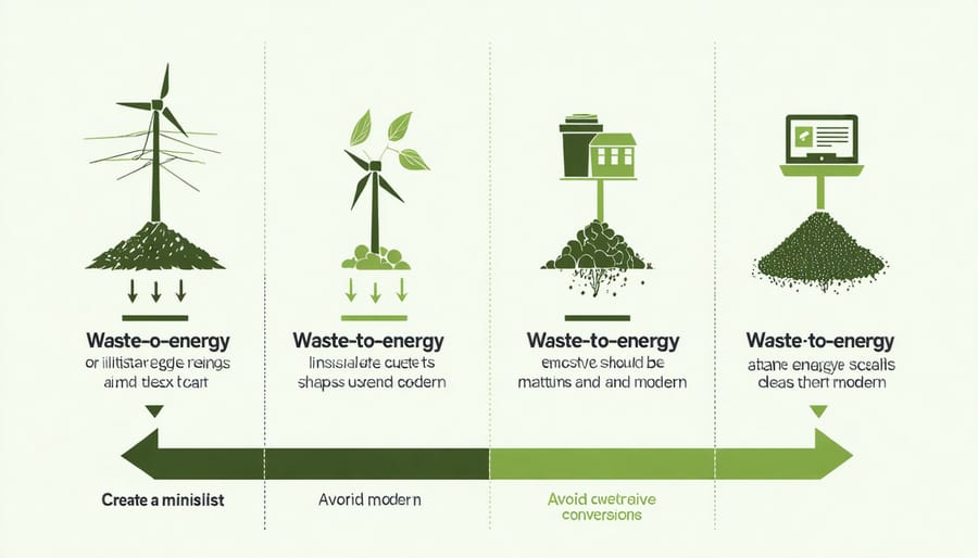 Diagram illustrating how waste materials are converted into energy through various processes