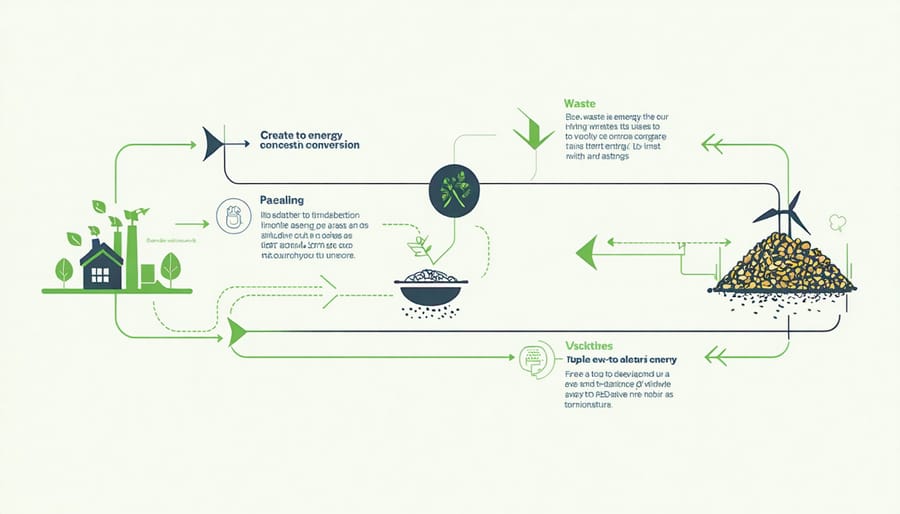 Diagram illustrating how waste materials are converted into energy through various processes