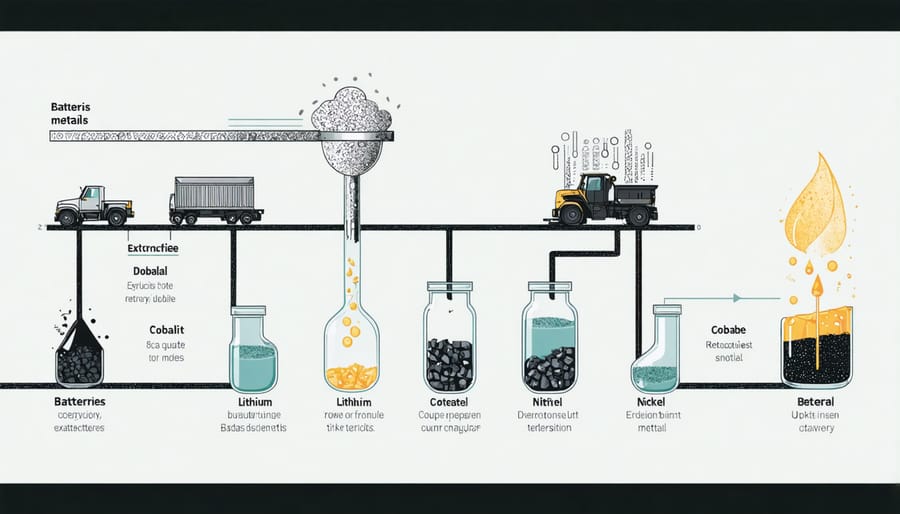 Flow diagram illustrating the battery material recovery and extraction process