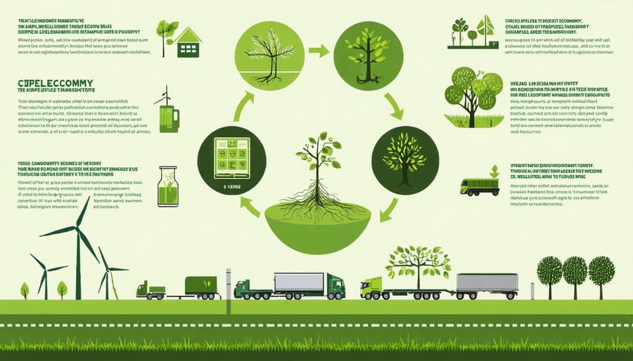 Circular diagram illustrating biofuel production and transport application cycle