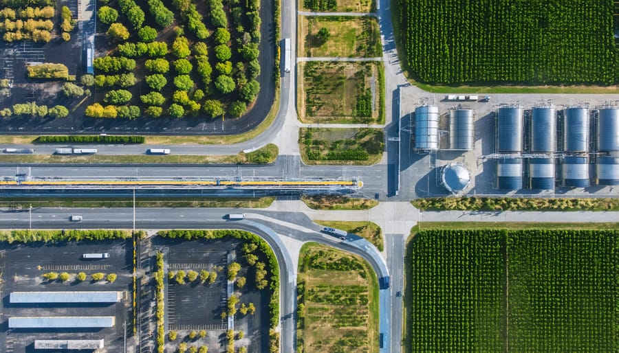Bird's eye view of biomass supply chain network with AI-powered logistics visualization