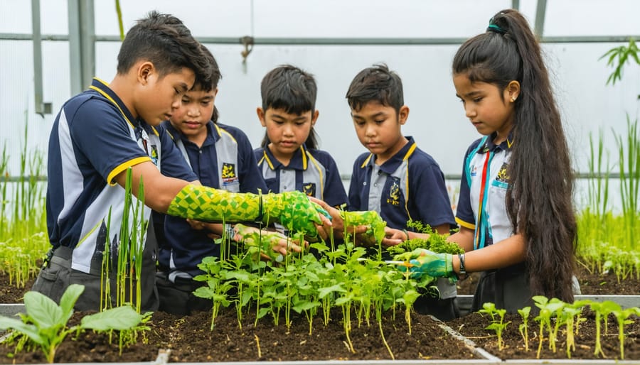 Indigenous students learning to operate bioenergy equipment in a training facility