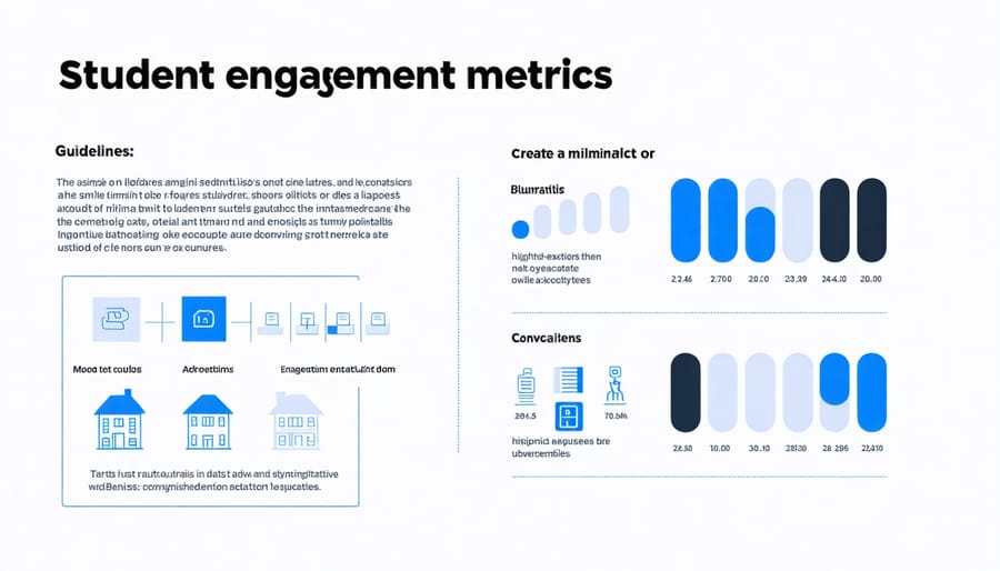 Colorful chart displaying various sustainability education success metrics and student engagement indicators