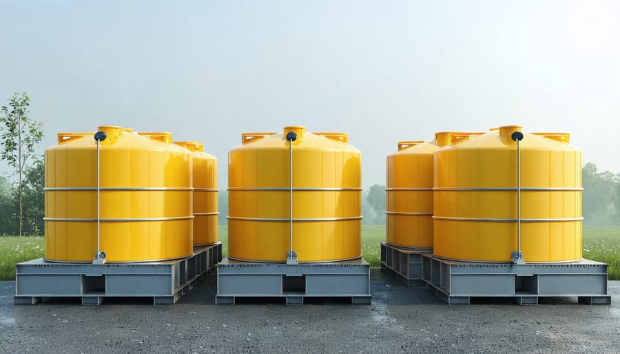 Industrial UCO collection containers and tanks outside Australian restaurants