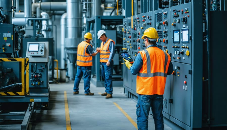 Diverse group of Australian workers monitoring waste-to-energy plant operations