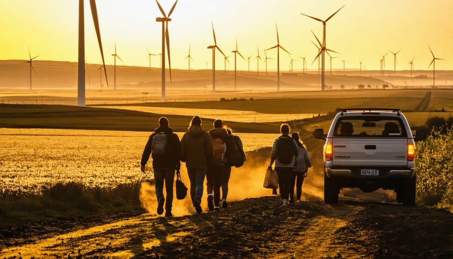 Group of community members touring their local wind farm installation