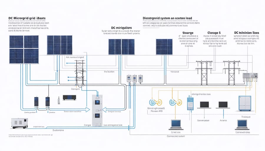 Schematic diagram of DC microgrid components and their interconnections