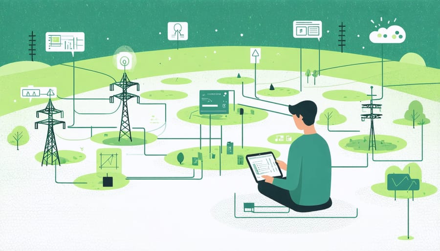 Smart farming sensors transmitting soil and weather data to farmer's tablet