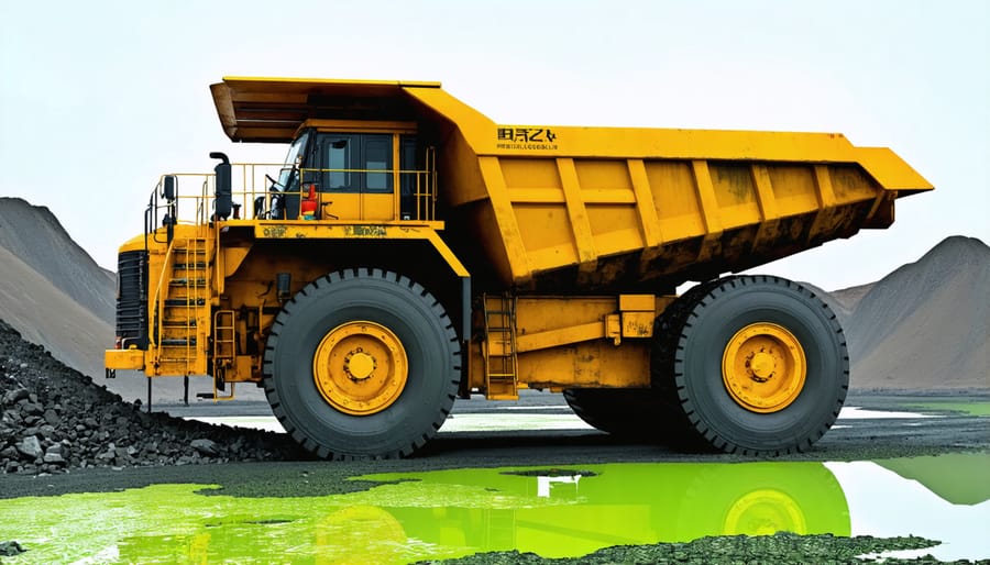 Heavy mining equipment being refueled with third-generation biofuel at an Australian mining site