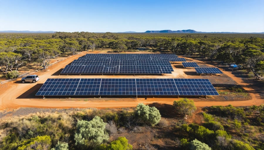 Bird's eye view of solar-powered DC microgrid system in remote Australian settlement