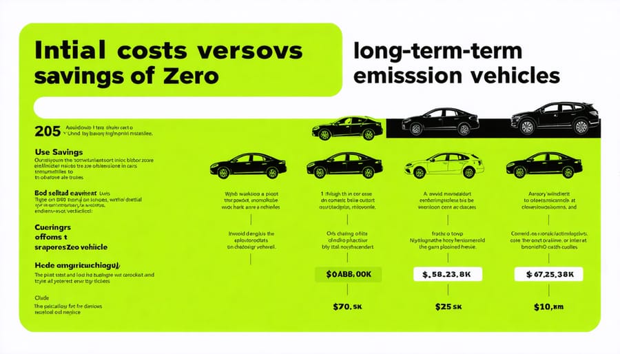 Graph showing cost comparison between traditional and zero-emission vehicles over time