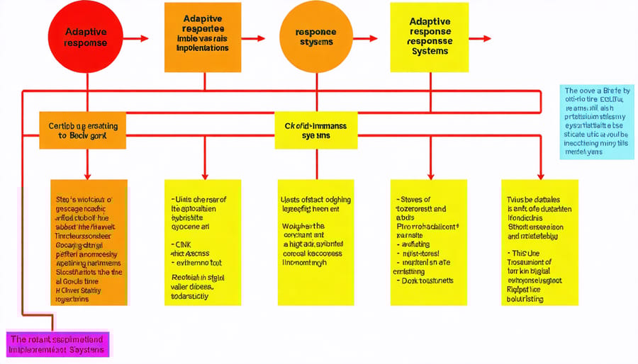 Visual representation of adaptive response implementation framework with connected steps and decision points