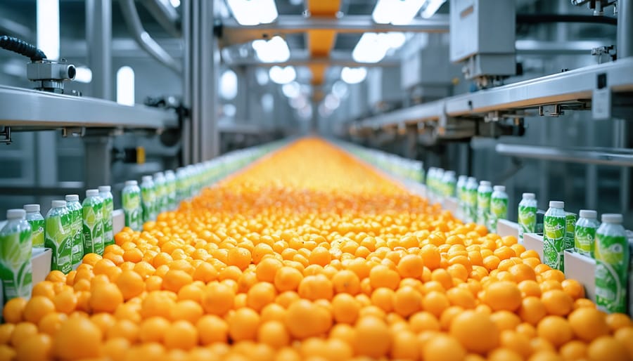 Manufacturing facility workers operating machinery producing biodegradable food packaging