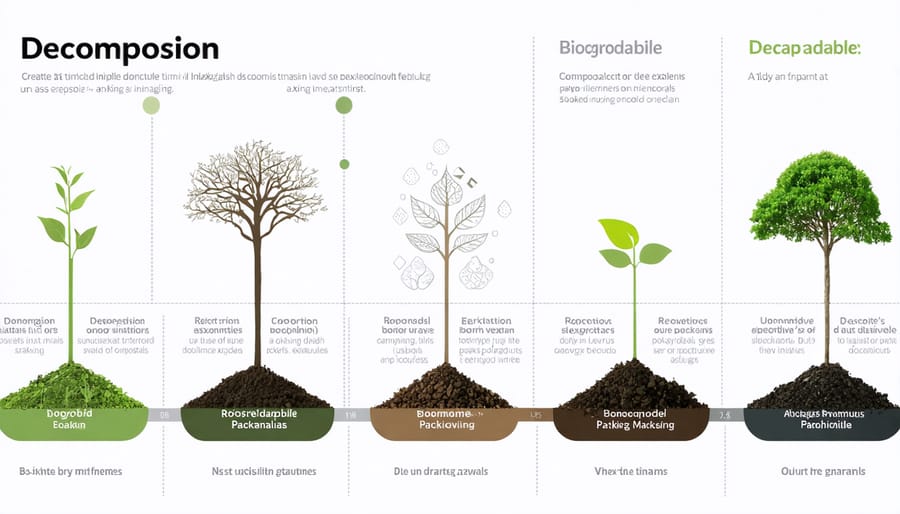 Visual comparison chart of biodegradation times for different eco-friendly packaging materials